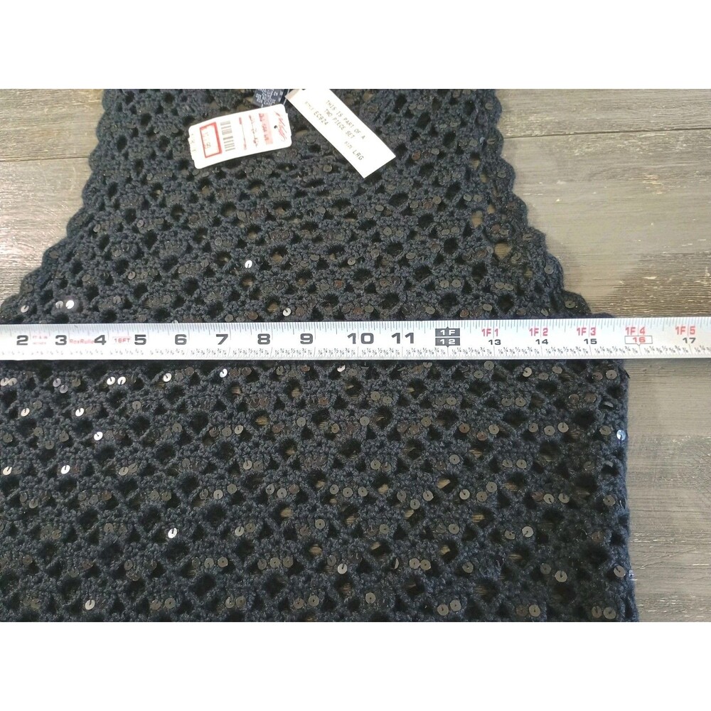 Laundry By Shelli Segal Black Crochet Sequin Top New No Under Tank - Picture 7 of 8